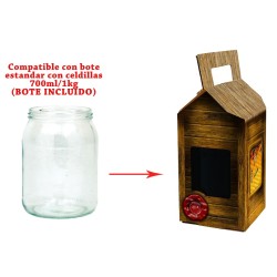 Envases Caja decorativa + un bote de 700ml, 1 ud ¡Un envase atractivo aumentará las ventas de miel!
Una caja sin la palabra "mi