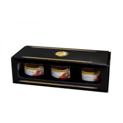 Cajas de cartón Caja decorativa para 3 botes de 50g - Negro y dorado Caja decorativa para 3 frascos de 50g
 A partir de 2000 un