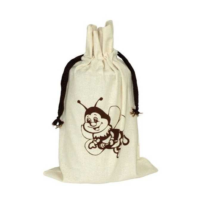 Bolsas de regalo Saco de algodón "Abeja" Bolsa ecológica para 1 tarro de 900 ml fabricada con materia prima 100% algodón en colo