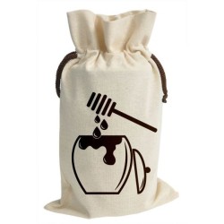 Bolsas de regalo Saco de algodón Miel Bolsa ecológica para 1 tarro de 900 ml fabricada con materia prima 100% algodón en color c