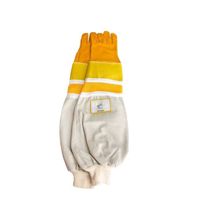 Guantes Guantes de cuero ventilados con protección mod.3 -amarillos Guantes de cuero de alta calidad, ventilados, con manguitos 