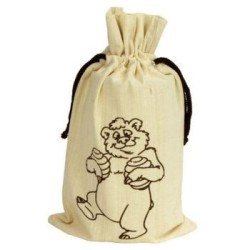Bolsas de regalo Saco algodón "Oso" 
Saco de algodón con dibujo de abeja
Capacidad 1 frasco de 1 kg de miel
