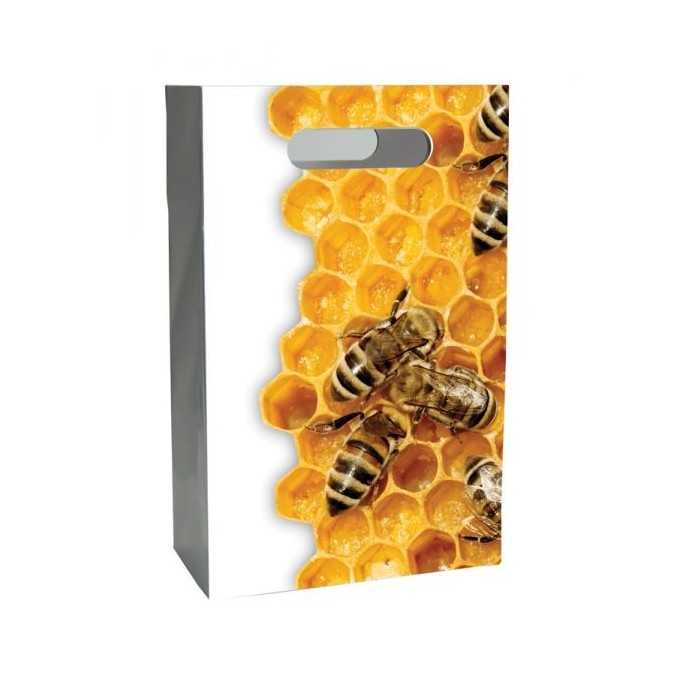 Bolsas de regalo Bolsa de regalo - abejas- cartón Bolsa de regalo con dibujo abejas, viene perfecto para dos botes de 1 kg.
Dim
