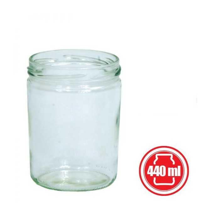 Botes Bote de  cristal 440ml, 620 gr Envase de cristal
Capacidad: 440ml / 620g de miel
Ancho de boca Ø82mm
Color: vidrio-blan