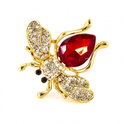 Belleza Broche abeja plata dorada y rubí Broche inspirado en una abeja con una piedra preciosa en tono rojo combinado pon un bañ