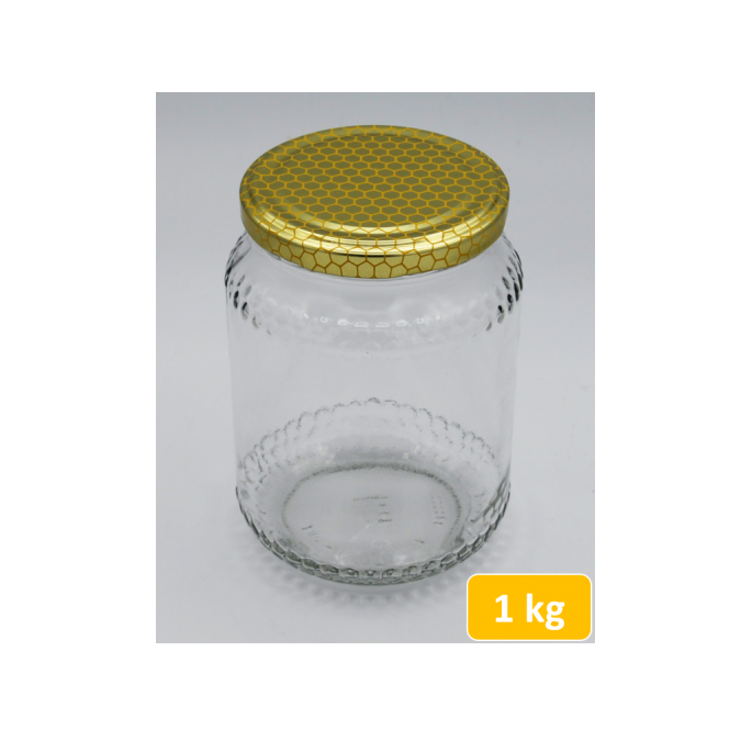 Botes Bote de  cristal 1kg, con tapa- pack 20und DATOS TÉCNICOS
- Capacidad: 1000gr de miel
- Peso vacío con tapón: 335 gramos