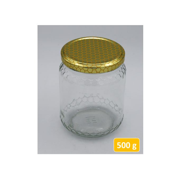 Botes Bote de  cristal 500 gr, con tapa (packs 24 unds) DATOS TÉCNICOS
- Capacidad: 500 gr de miel
- Peso vacío con tapón: 187
