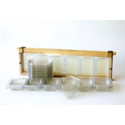Colmenar ApiBox Maxi Apibox es un set que se compone de pequeños recipientes de plástico y una estructura de madera en la cual l
