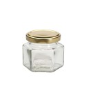 Envases Bote de cristal - hexagonal 106ml -Pack 32 unds Bote hexagonal de 106 ml
Indicado para elaboración de mieles, mermelada