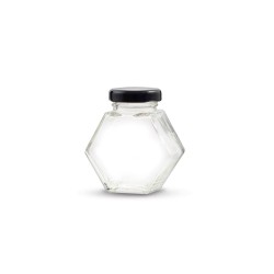 Envases Bote de cristal forma Hexagono - 100ml, Pack 12 unds Bote de cristal con forma de Hexagono
Tapa negra SI incluida
*For
