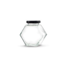 Envases Bote de cristal Hexagono  180ml, pack 12 unds Bote de cristal con forma de hexagono
Tapa negra SI incluida
*Formanto d