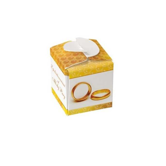 Cajas de cartón Caja decorativa para 1 bote de 41ml - Modelo Amarillo/Alianzas Elegantes cajas para tarros con miel que enfatiza
