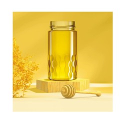 Botes Bote de  cristal APIARI 0.5kg, con tapa ALTA (PACK 24und) - TO63 Bote de cristal modelo APIARI con dinbujo de aguas
Tapa 