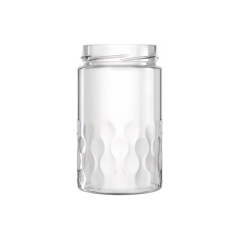 Botes Bote de  cristal APIARI 0.5kg, con tapa ALTA (PACK 24und) - TO63 Bote de cristal modelo APIARI con dinbujo de aguas
Tapa 