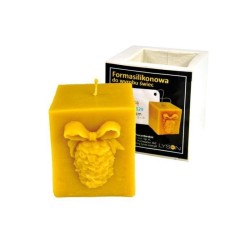 Moldes Molde vela - Cubo con Piña Molde de silicona para elaborar las velas de cera de abeja
Forma  -  Cubo con Piña
Altura 75